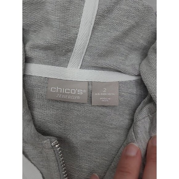 Chico's Sweatshirt Jacket Women's Size Large Athletic Hooded Full Zip - Picture 4 of 7